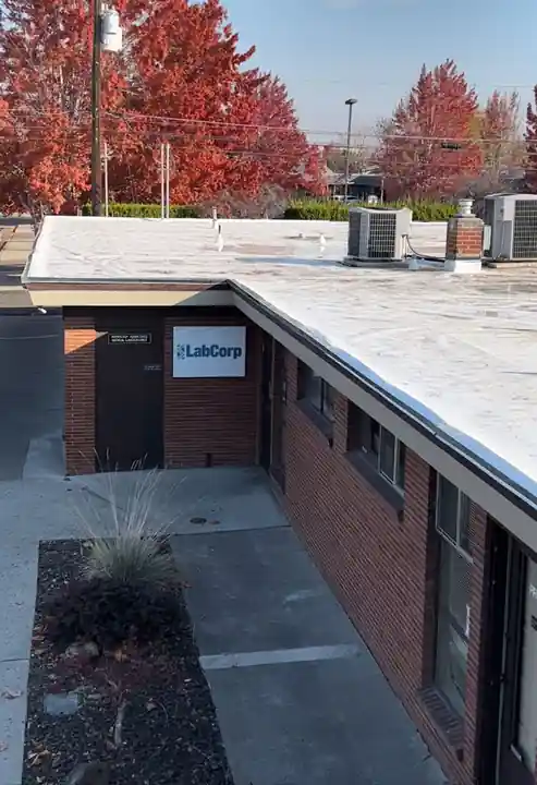 Finished edge detail on the completed LabCorp TPO roof